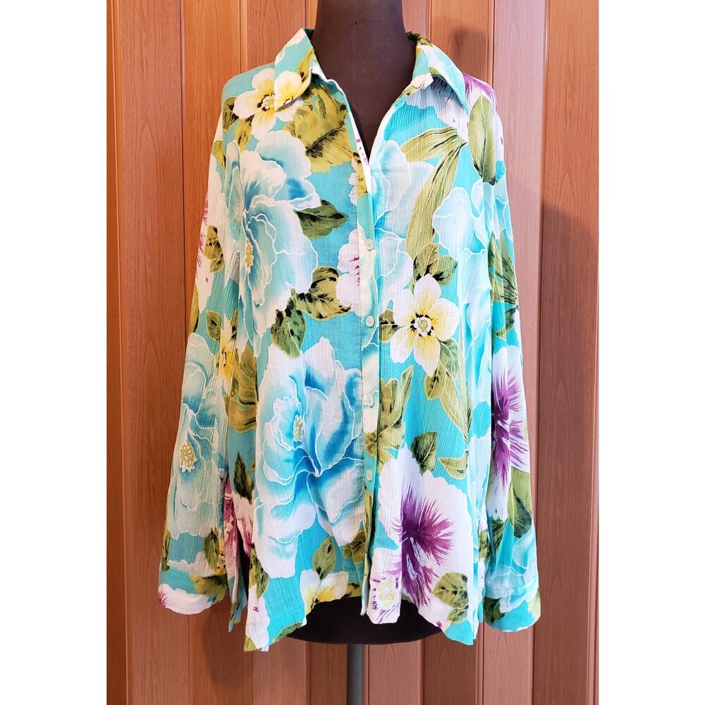 Jones's New York size XL long sleeve cotton button up blouse